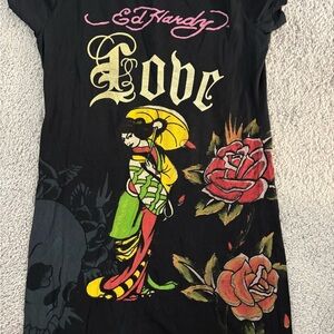 Ed Hardy Short Sleeve Shirt Love Geisha Girl